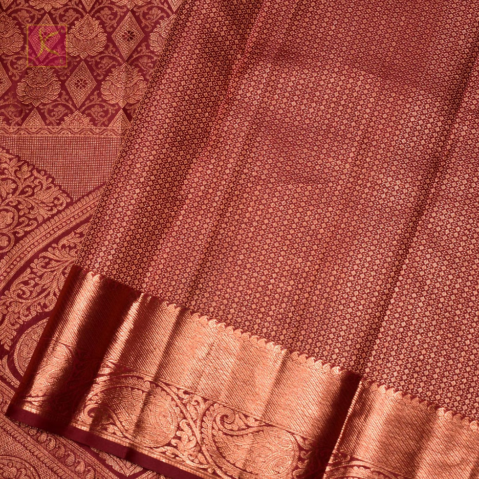 Thumbnail: Maroon Red Colour Copper Jari Wedding Silks Saree