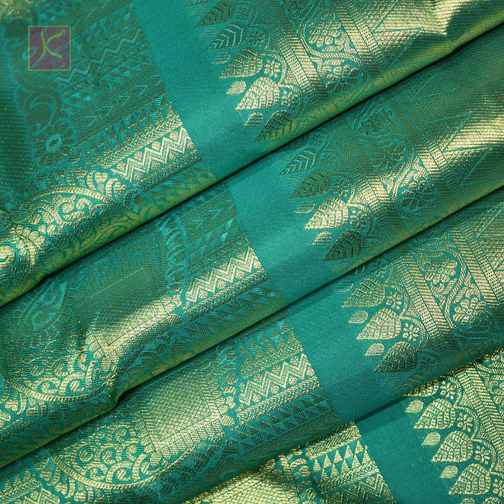 Thumbnail: Leaf Green Colour Gold Jari Wedding Silks Saree
