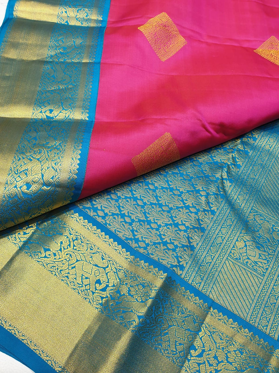 Thumbnail: Dark Pink Coloured With Ramar Border Traditional Silk Sarees