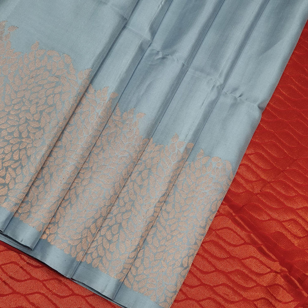 Thumbnail: Sky Blue Coloured Red With Copper Soft Silk Sarees