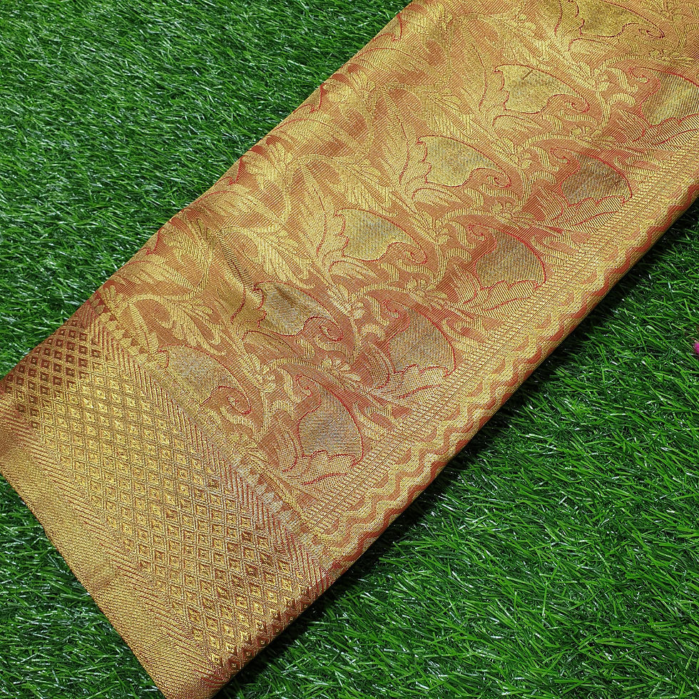 Thumbnail: Orange Coloured Full Gold Pure Jari Wedding Bridal Silk Sarees