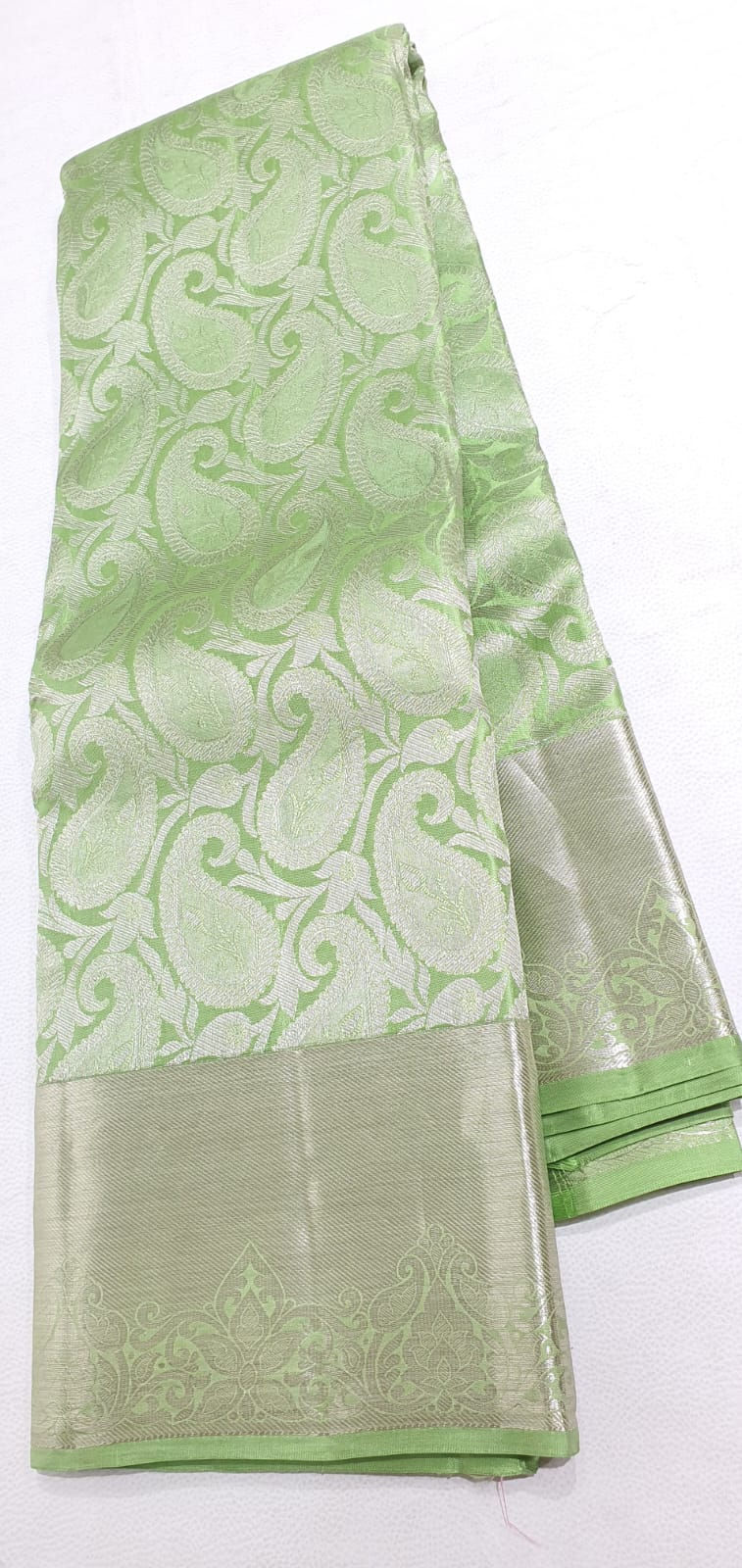 Thumbnail: Bistha Green With Silver Colour Silver Jari Traditional Silk Sarees