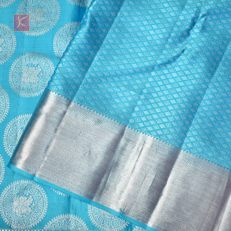 Thumbnail: Sky Blue Colour Silver Jari Wedding Silks Saree