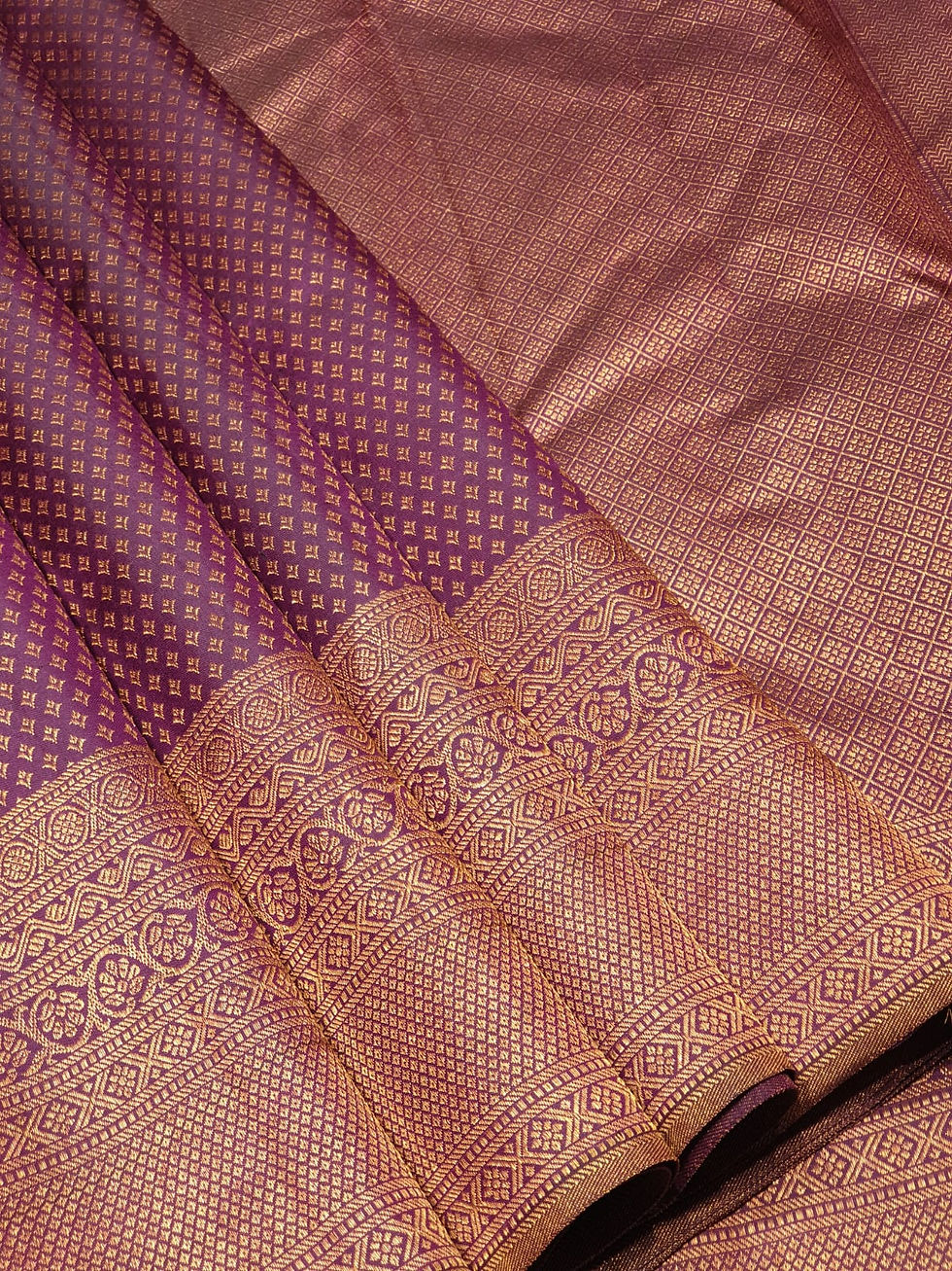 Thumbnail: Dark Brown Coloured Copper Jari Traditional Silk Sarees