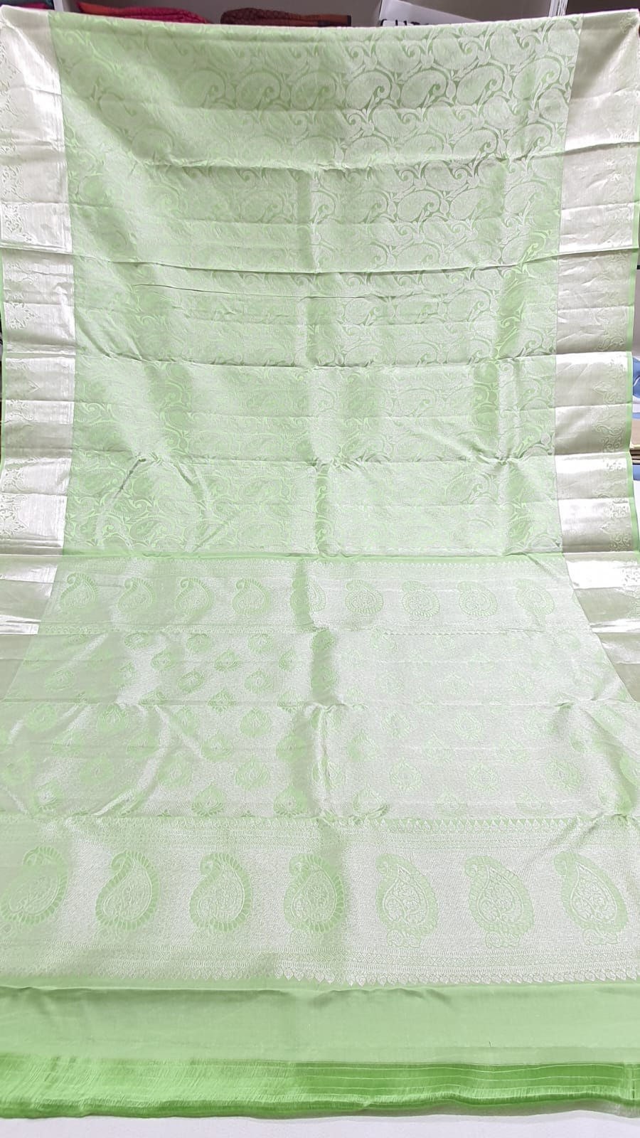 Thumbnail: Bistha Green With Silver Colour Silver Jari Traditional Silk Sarees