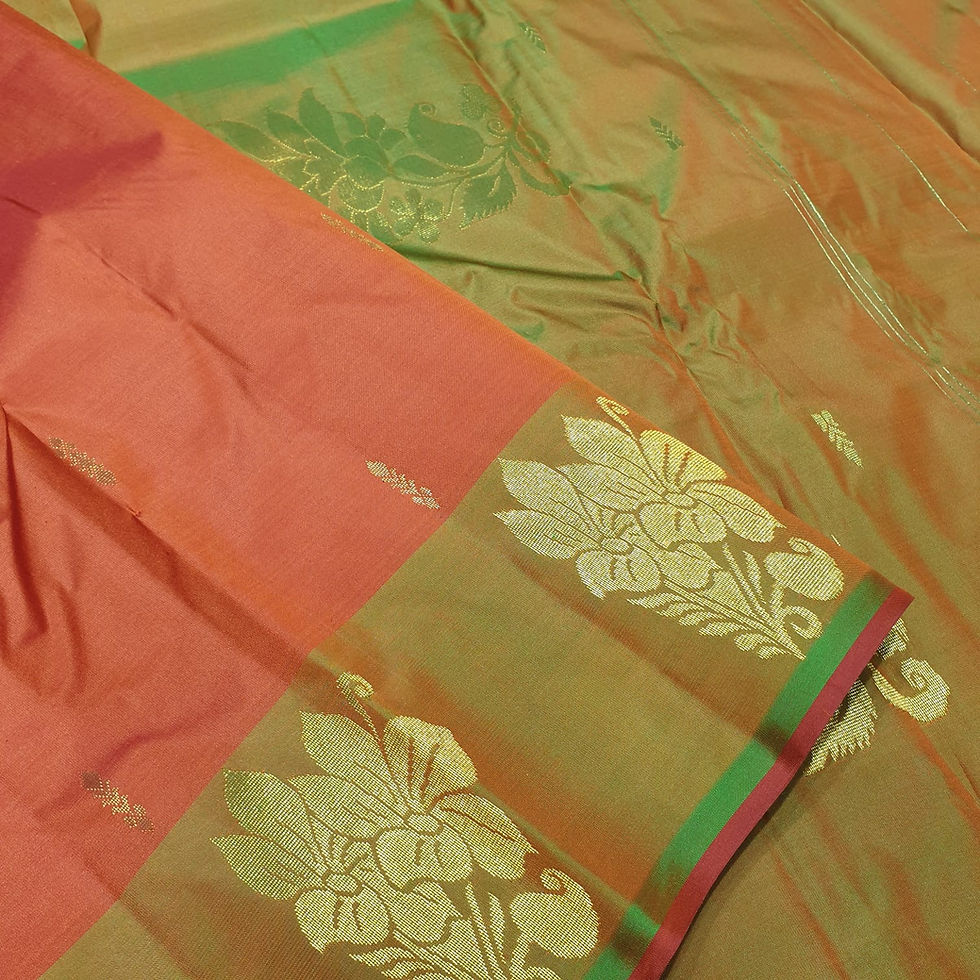 Thumbnail: Orange Coloured Without Border Traditional Silk Sarees