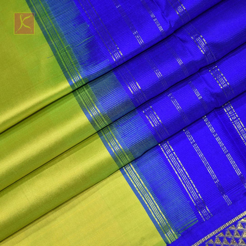 Thumbnail: Lemon Green And Ganga Jamuna Colour Tradition 10Yards Silks Saree