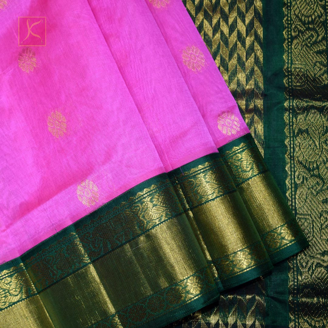 Hot Pink Colour Tradition Silk Cotton Saree