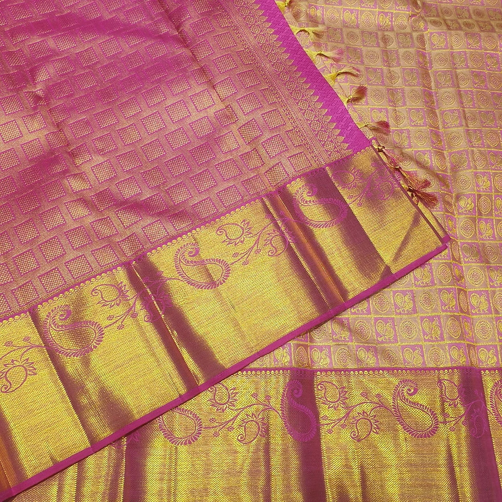 Thumbnail: Pink Coloured With Gold Jari Border Traditional Silk Sarees