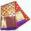 Thumbnail: Red With Blue Coloured Gold and Silver Checks Traditional Silk Sarees