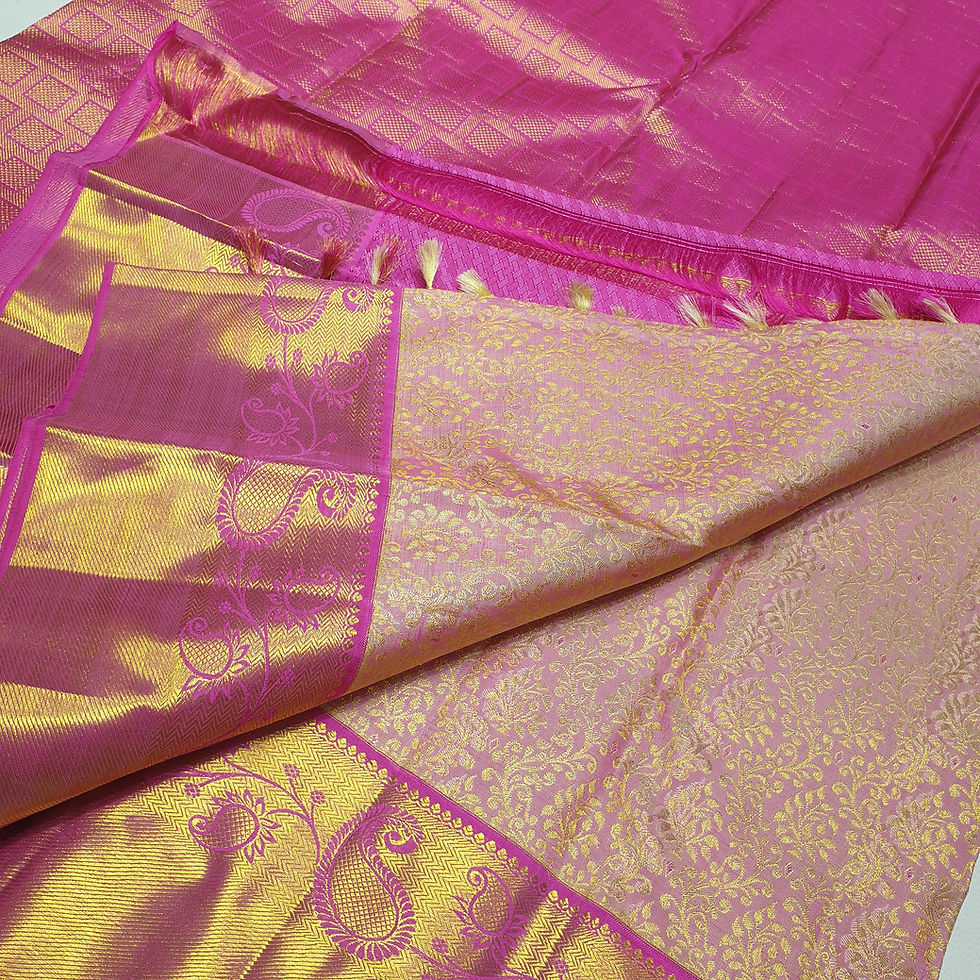 Thumbnail: LIght Baby Pink Coloured With Pink Border Wedding Silk Sarees
