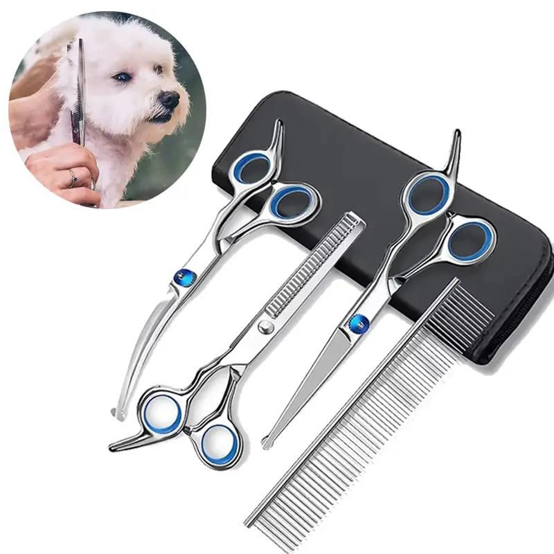 4-Piece Pet Grooming Scissors Set – Safe & Precise Trimming
