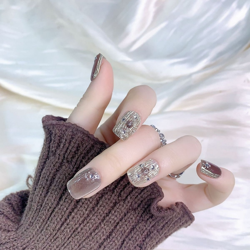 Luxury Handmade Short Brown Magic Mirror Crystal Cat's Eye-QLDF150292