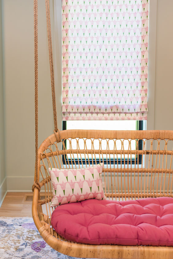 Roman Shade with custom cushion and pillow