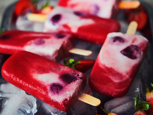 Strawberry Coconut and Cherry Popsicles