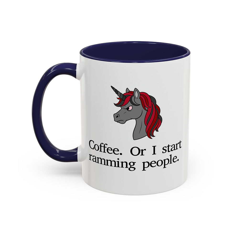 Thumbnail: Angry Unicorn Coffee Mug - “Coffee or I Start Ramming People” - Funny Cup