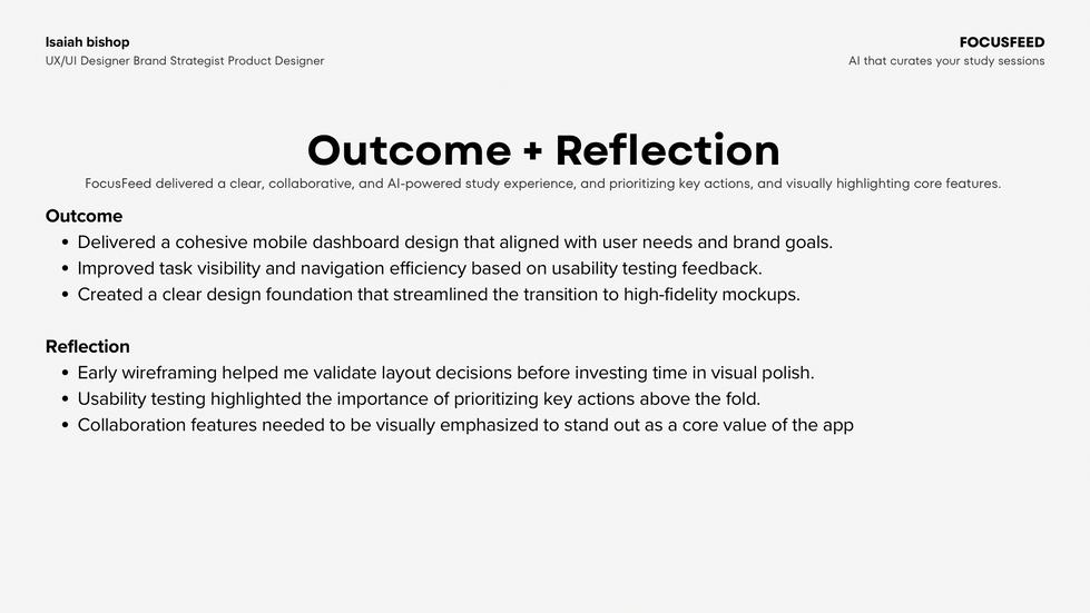 FocusFeed App - Outcome + Reflection