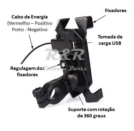 Miniatura: Suporte Para Celular Ou Gps Com Carregador Universal Moto
