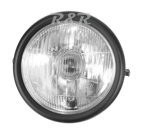 Miniatura: Farol Cafe Racer, Vintage Retrô, Bober, Custom, Preto Completo