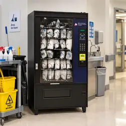 Vending con ropa de cama de hospital