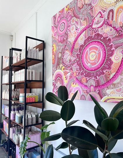 salon interior wall artwork