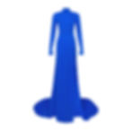 Blue gown with long train Front View