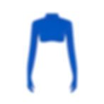 crop top with turtleneck and integrated gloves in blue Front View