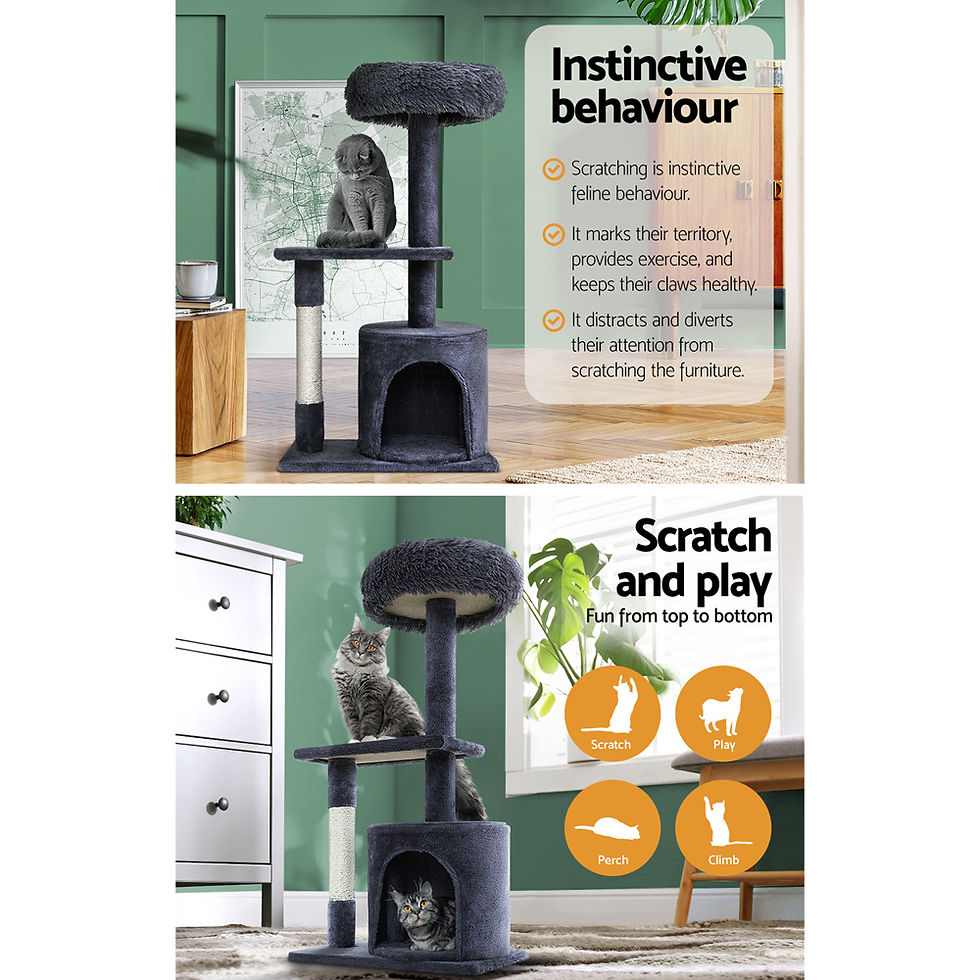 Thumbnail: i.Pet Cat Tree 94cm Scratching Post Tower Grey