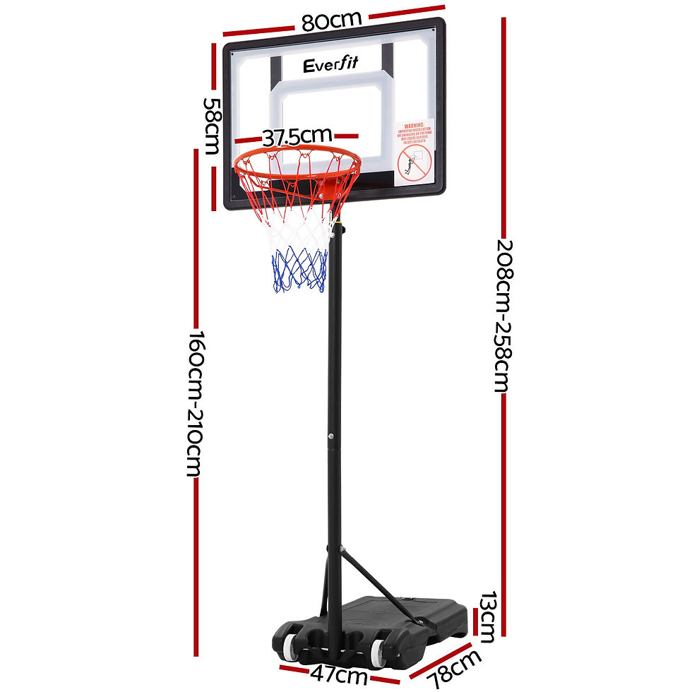 Thumbnail: Everfit Adjustable Basketball Stand Hoop System Rim