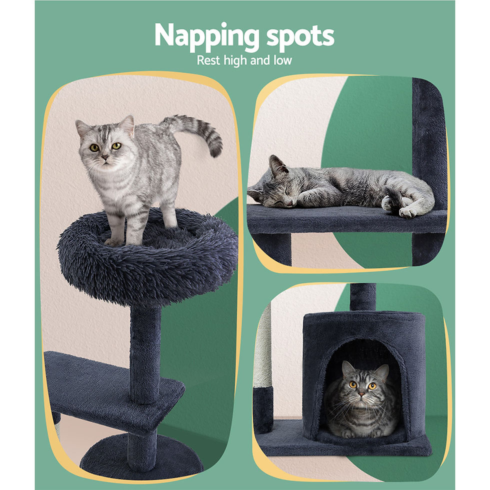 Thumbnail: i.Pet Cat Tree 94cm Scratching Post Tower Grey