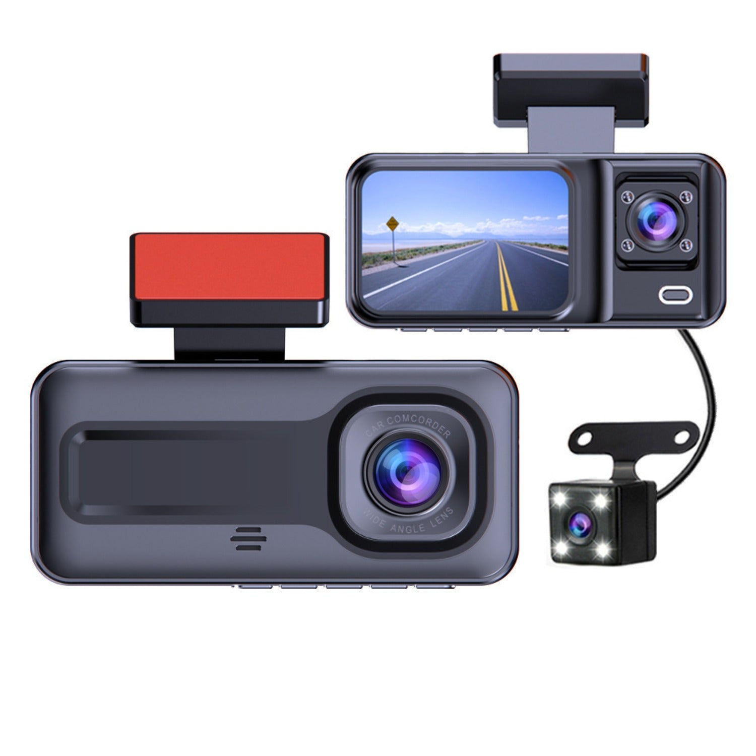 Front and Rear Triple Lens Dash Cam 1080P