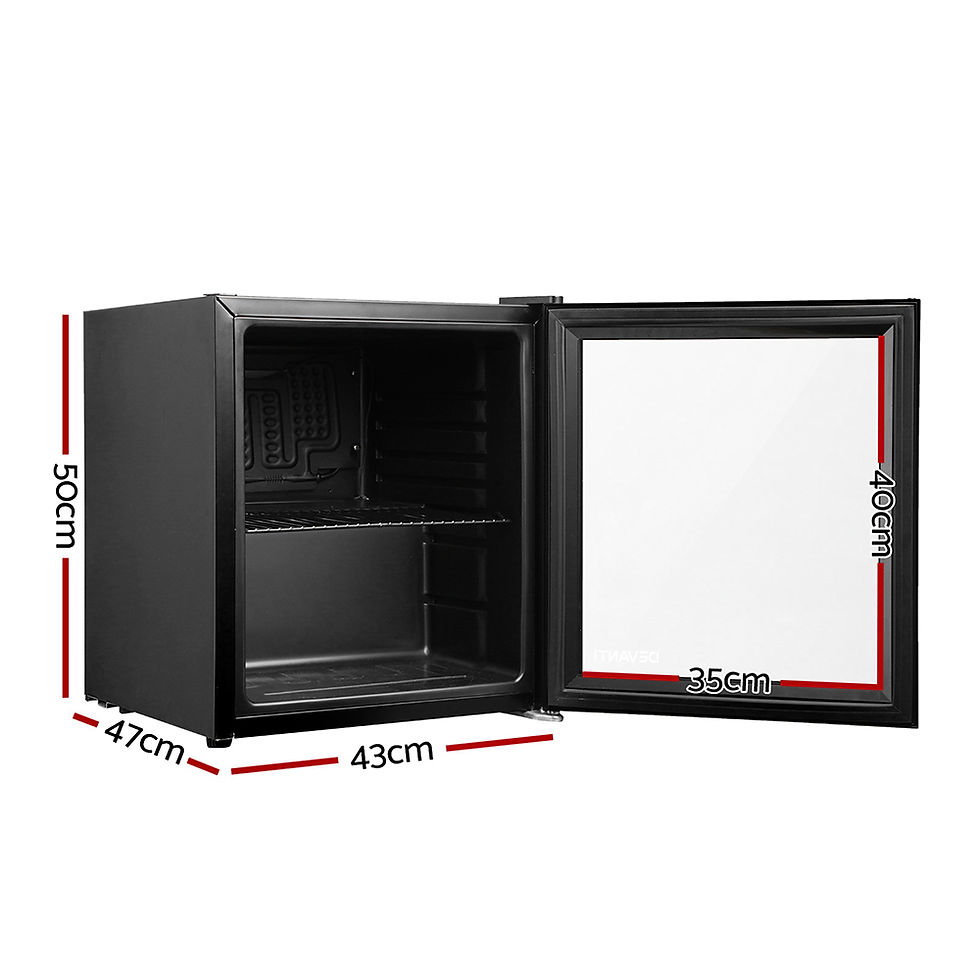 Thumbnail: Devanti 46L Bar Fridge Glass Door with Light Black