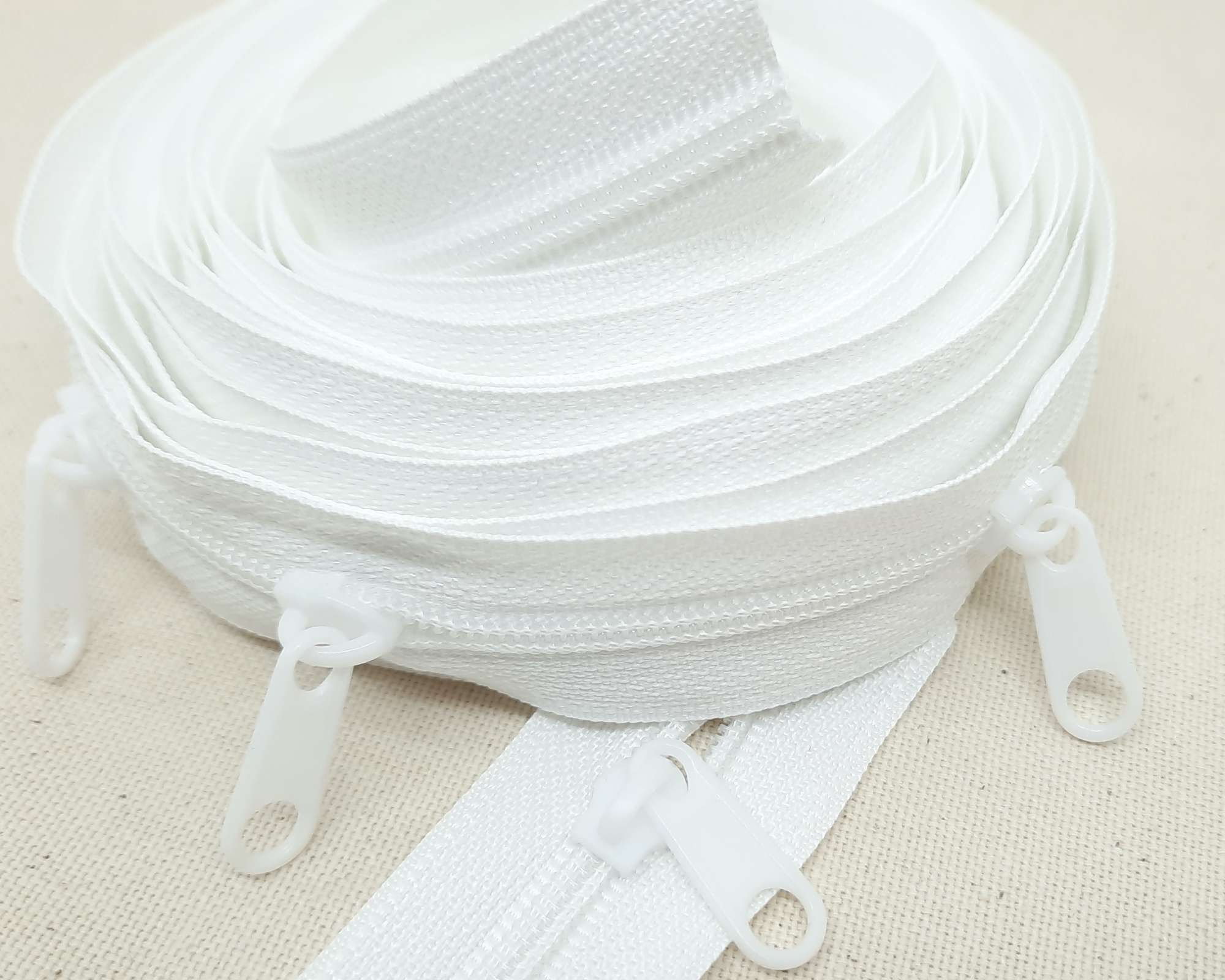 4 meter hvit glidelås til sengetøy