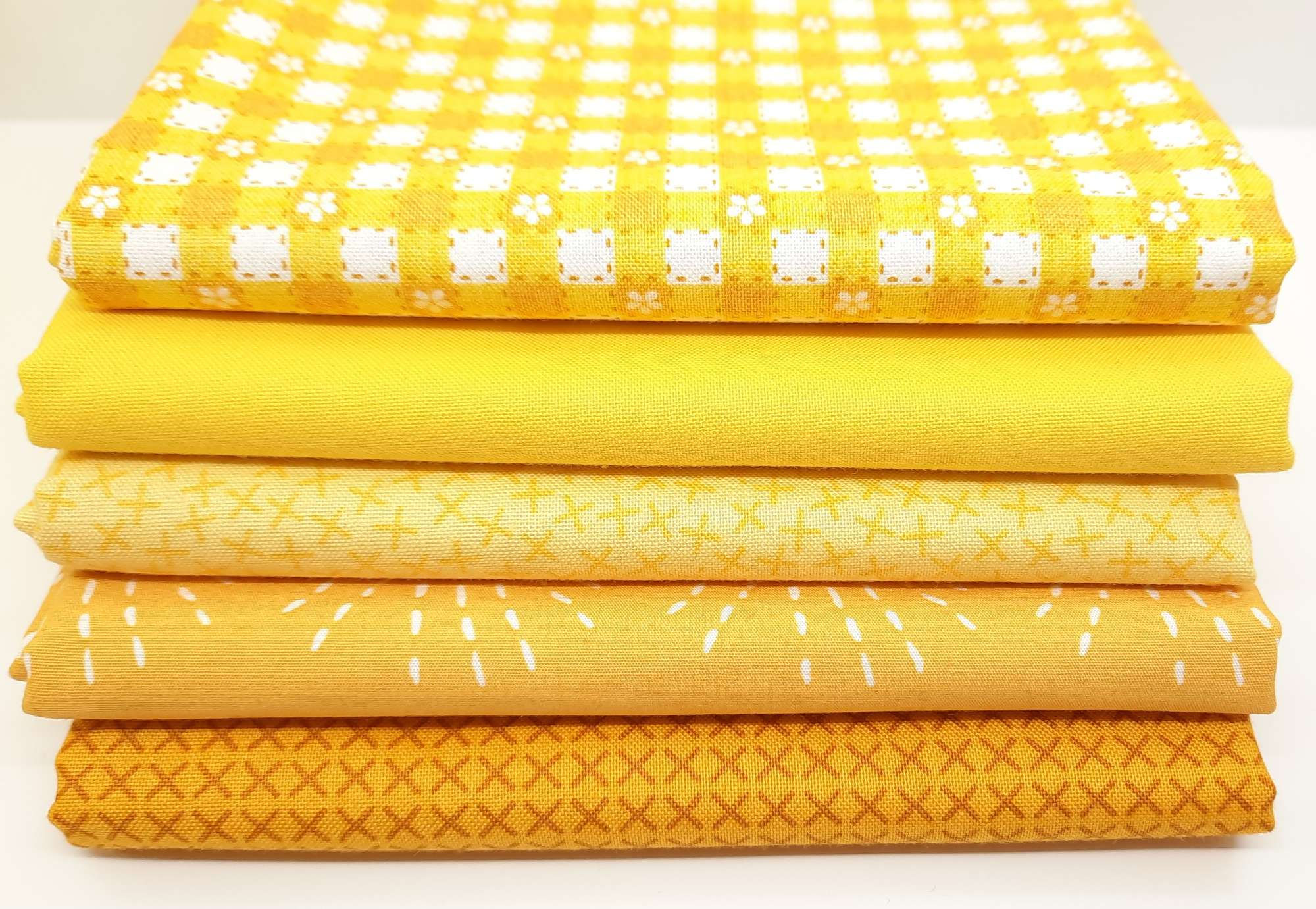 stoffpakke Gingham gul