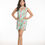 Thumbnail: Floral Jump Suit with closed neck with transparent organza neck flow-Light Blue