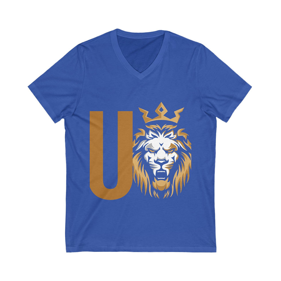 Thumbnail: Men's Lion Crown V-Neck Tee - Stylish Unisex Graphic T-Shirt