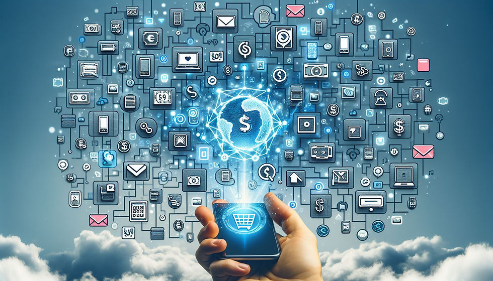 صورة مفاهيمية للعديد من الرموز الرقمية المختلفة التي تتضمن منصات الدفع المتنوعة، مما يدل على تنوع الخيارات والحاجة إلى التنوع في المتاجر الإلكترونية الإستونية.