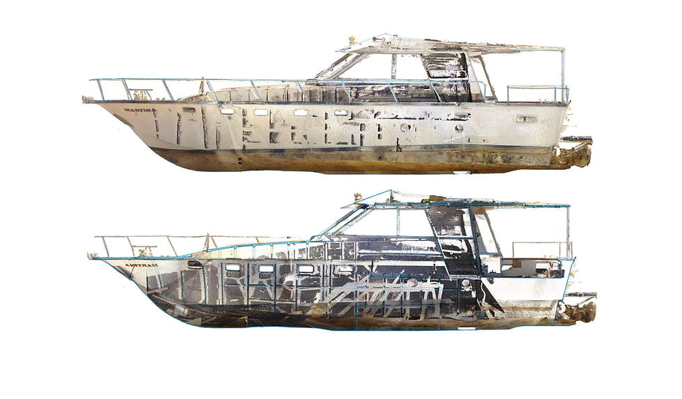 Use of laser scanning in yachts / decks / hulls / interiors