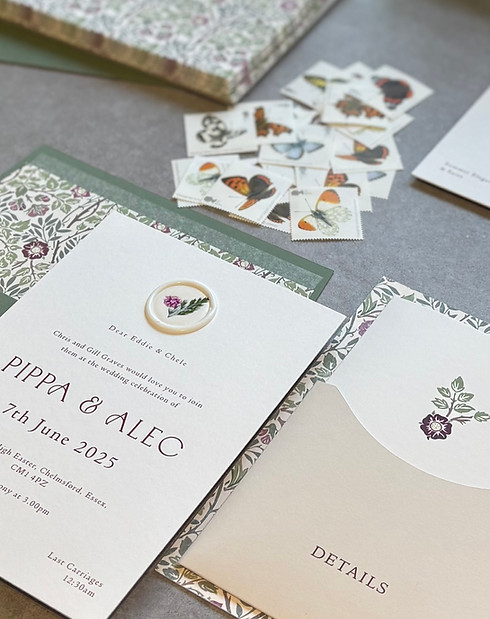 Wax seal wedding invitations Deabill and Quince