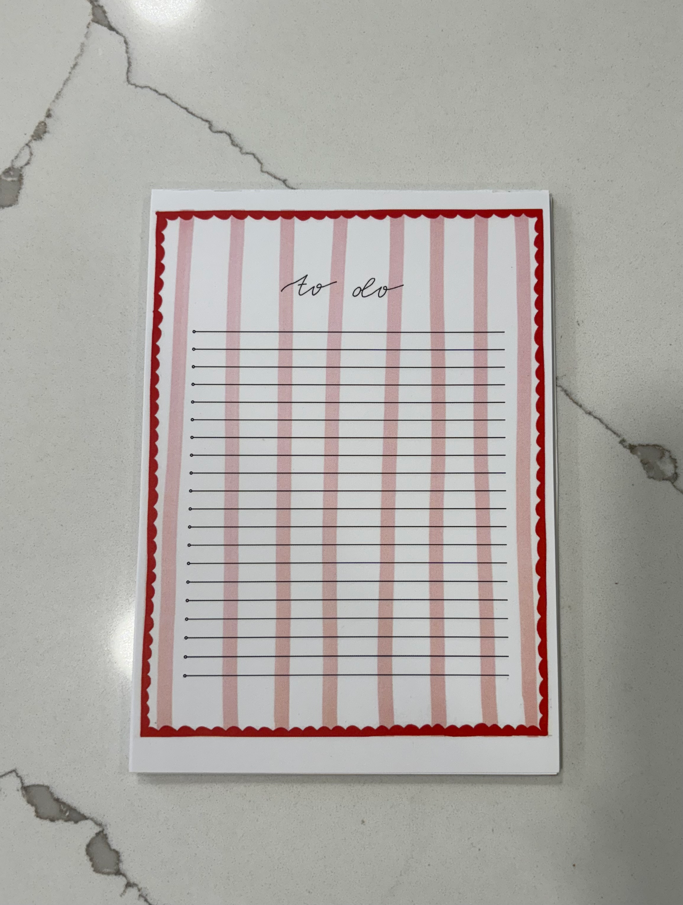 To Do List, Pink & Red Stripe
