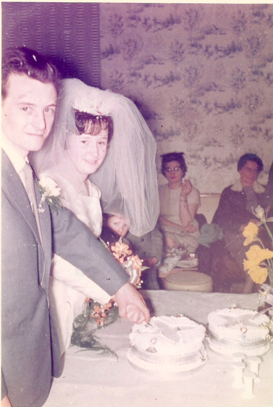Mum and Dad cut the cake at their wedding reception, held at the Talbot pub in Eston.