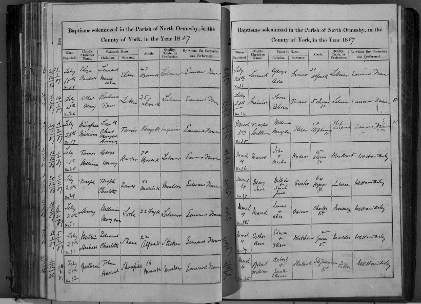 The Baptism record for Winifred Marion Jarvis (3rd down on the left)