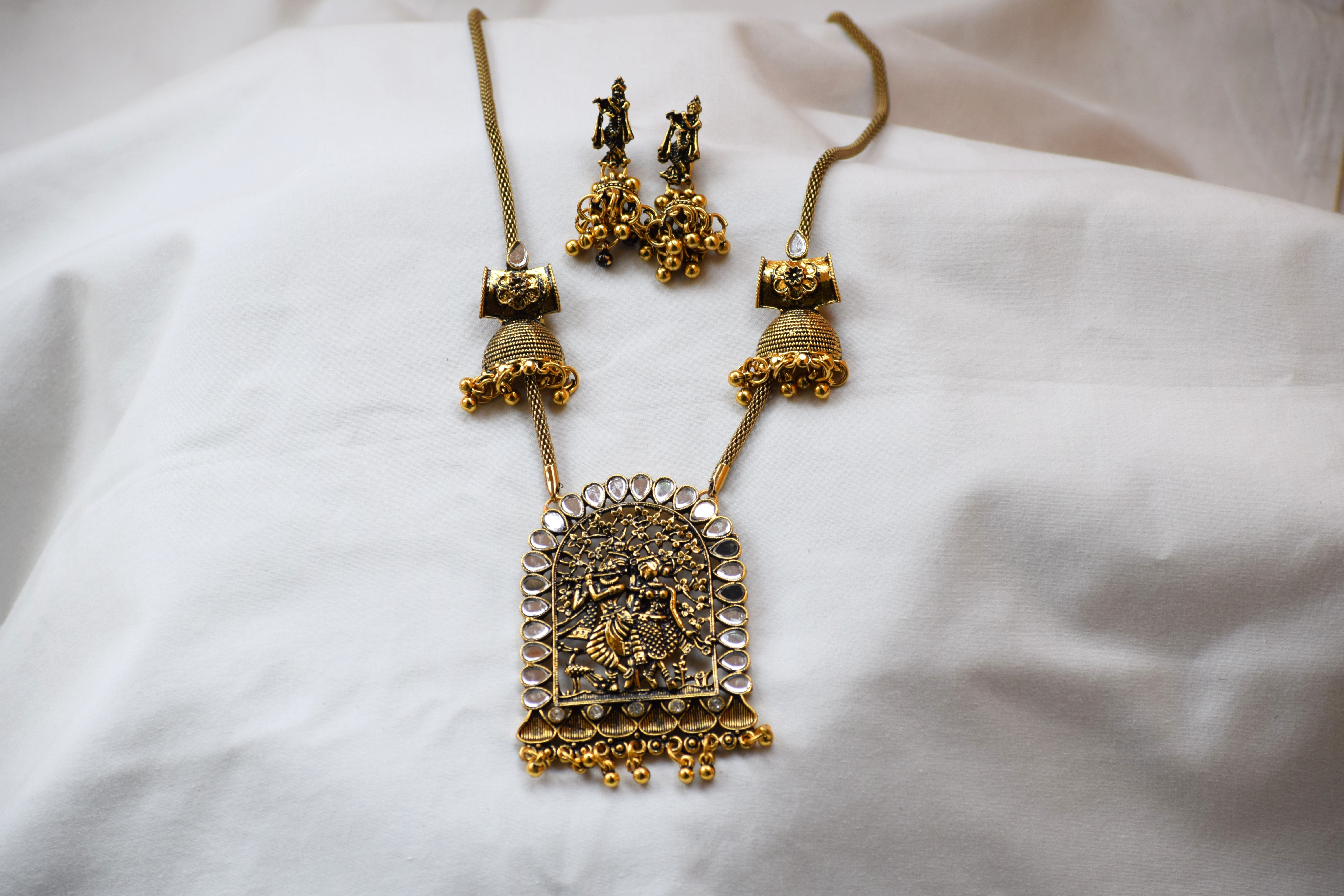 lord krishna Antique Necklace Set