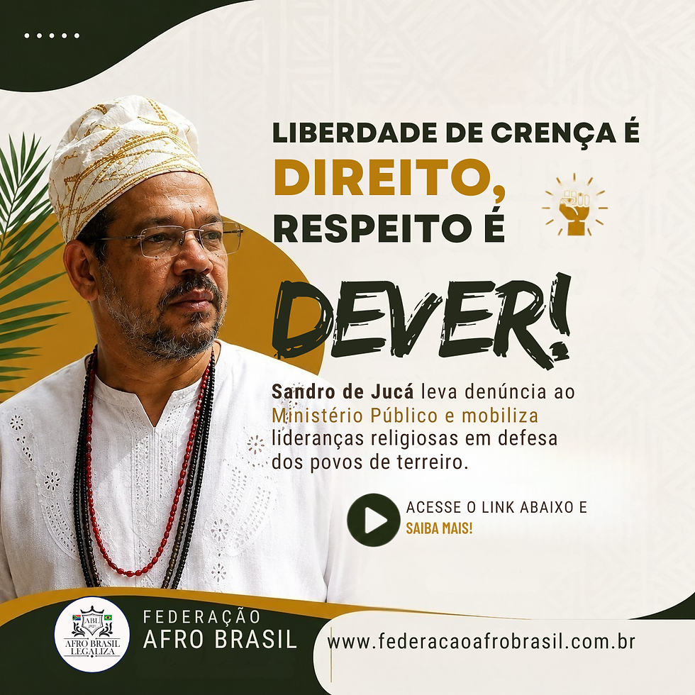 SANDRO DE JUCÁ ACIONA INSTITUIÇÕES PÚBLICAS E REFORÇA DEBATE SOBRE LIBERDADE RELIGIOSA NO BRASIL.