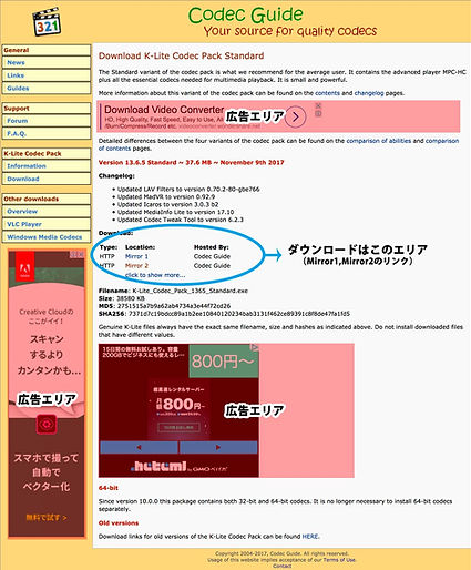 コーデック紹介画面