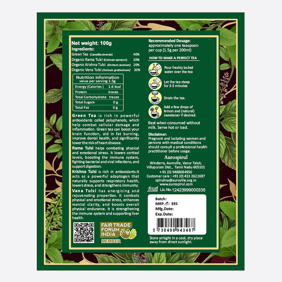 Thumbnail: AUROSPIRUL- Tulsi- Green Tea – Loose Leaf Tea, 100g