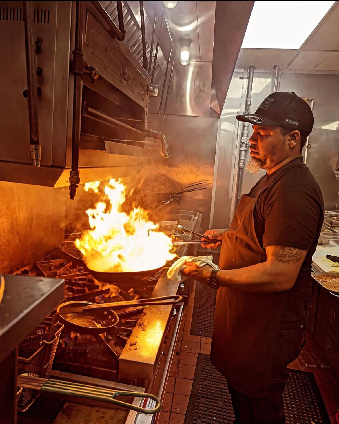 Chef Harvey cooking in the kitchen