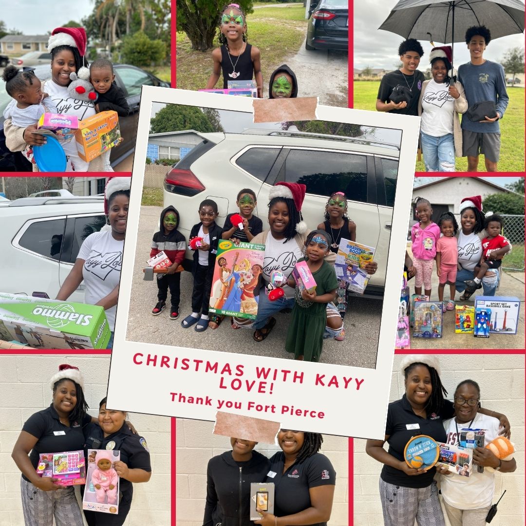 Kayy Love photo collage with youth throughout Fort Pierce
