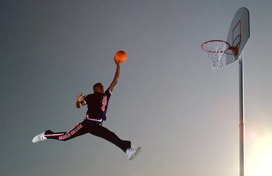 Michael Jordan wore New Balances in this image by Jacobus Rentmeester from 1984. Via Reddit