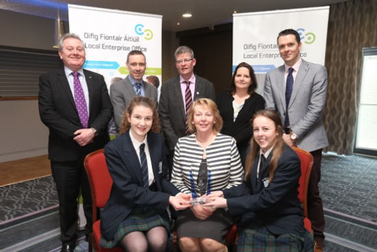 Us receiving the Senior Category Prize at the Sligo Student Enterprise Awards
